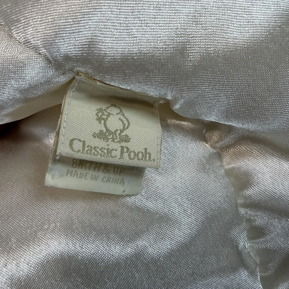 Classic Winnie The Pooh Satin Patch And Back Plush Blanket Cream Ivory Disney